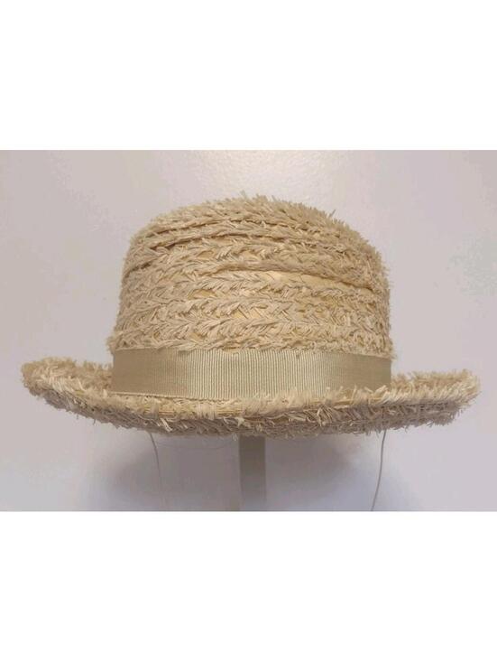 Vintage 50s Italian Straw Sun Hat Raffia Weave Grosgrain Ribbon Resort Style main image 5